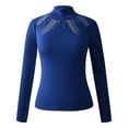 thumbnail image 4 of Mode Femmes Couleur Unie Manches Longues Col Roulé Chemise en Strass Hauts, 4 of 6