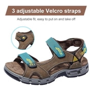 CAMEL CROWN Mens Leather Hiking Sandals Outdoor Beach Sports Male Water Sandals Fisherman Open Toe Shoes Adjustable Straps Athletic Sandals Coffee