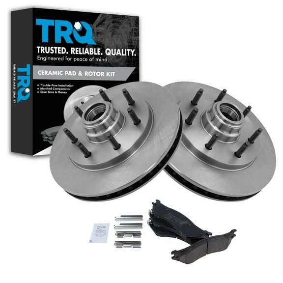 TRQ Front Brake Pad & Rotor Kit Brake Pads Brake Rotor Ceramic Fits Select 1999-2003 Ford F-150 2004 F-150 Heritage 1997-1999 F-250