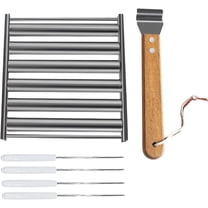 Stainless Hot Dog Roller for Grill with Wood Handle and 4 Hotdog Sticks for Evenly Cooked Hot Dogs, 5 Hot Dog Capacity, Suitable for Various Restaurants, Snack Bars, Canteens, Home