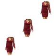 thumbnail image 4 of Qarigey Vestido de manga larga de encaje de otoño para mujer, vestido de poliéster transpirable para niñas, estilo informal con cuello en V, Type1 NO1, 4 of 6