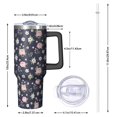 thumbnail image 2 of 40oz Pioneer Flower Floral Print Pattern Insulated Tumbler with Handle, BPA-Free Leak Proof Lid and Straws, Double Wall Vacuum, Hot 12h/Cold 34h, 2 of 6