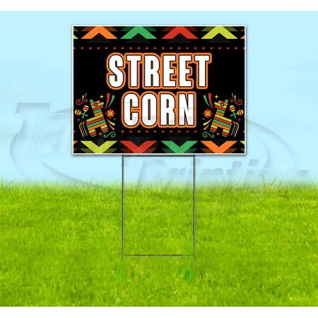 Fiesta Street Corn (18" x 24") Yard Sign, Includes Metal Step Stake