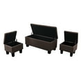 thumbnail image 4 of AC Pacific Tufted Upholstery Storage Bench with Matching Ottomans, Brown, 3pcs, 4 of 7