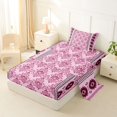 thumbnail image 2 of Erosebridal Southwestern Tribal Aztec Twin Sheet Sets 3pcs For Boys Girls,Bohemian Traditional Floral Damask Bedding For Teens,Black Pink, 2 of 5