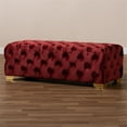 thumbnail image 6 of Bowery Hill Modern Tufted Velvet Ottoman in Burgundy and Gold, 6 of 8