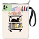 thumbnail image 1 of Funda para libro de gato, funda para estantería de libros de bolsillo, funda protectora de tela lavable con diseño de flores, con cremallera y bolsillo adicional., 1 of 9