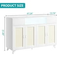 thumbnail image 3 of Bingirl Rattan Sideboard Buffet Cabinet with 2 Drawers Storage, 4 Doors Boho Cabinet with Power Outlet and LED Lights, Wood Sideboard Buffet for Living Room, 3 of 9