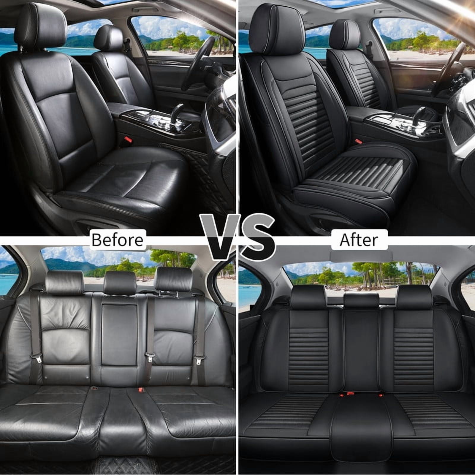 Car Seat Covers Full Set Fit for Honda Accord 2005-2026, Premium Faux Leather Car Seat Protector,Breathable Anti-Slip Full Wrapping Edge Seat Covers(Black,Full Set)