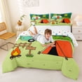 thumbnail image 3 of Catabedysis Cartoon Camping Full Size Comforter Sets,Camper Tent Print Bedding Comforter Set For Boys,Multicolor,Polkadot Reversible,3 Pieces,1 Comforter and 2 Pillowcases, 3 of 7