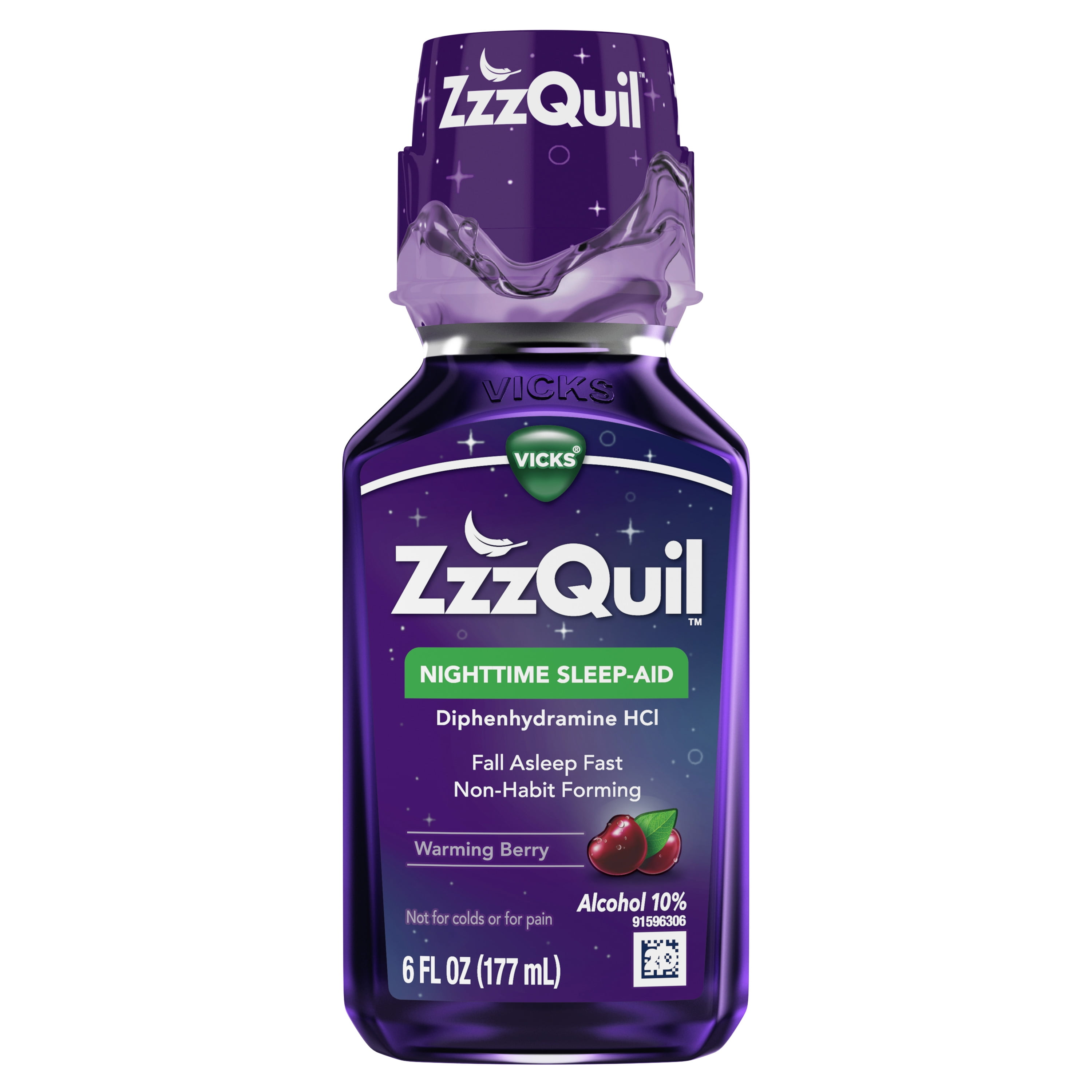 Vicks ZzzQuil Nighttime Sleep Aid Liquid, Warming Berry, 6 Fl Oz