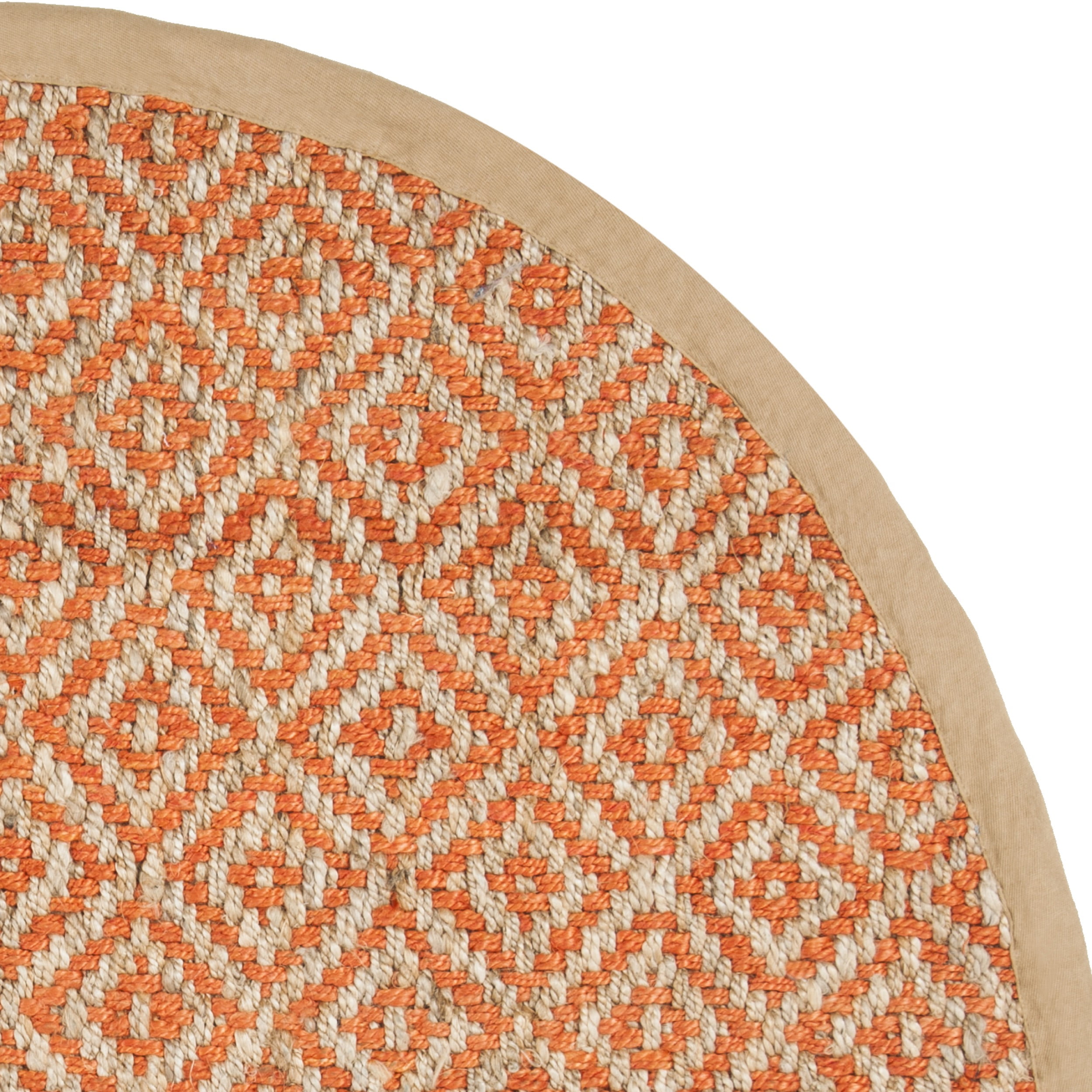 SAFAVIEH Natural Fiber Thomas Geometric Jute Area Rug, Orange/Natural, 6' x 6' Round