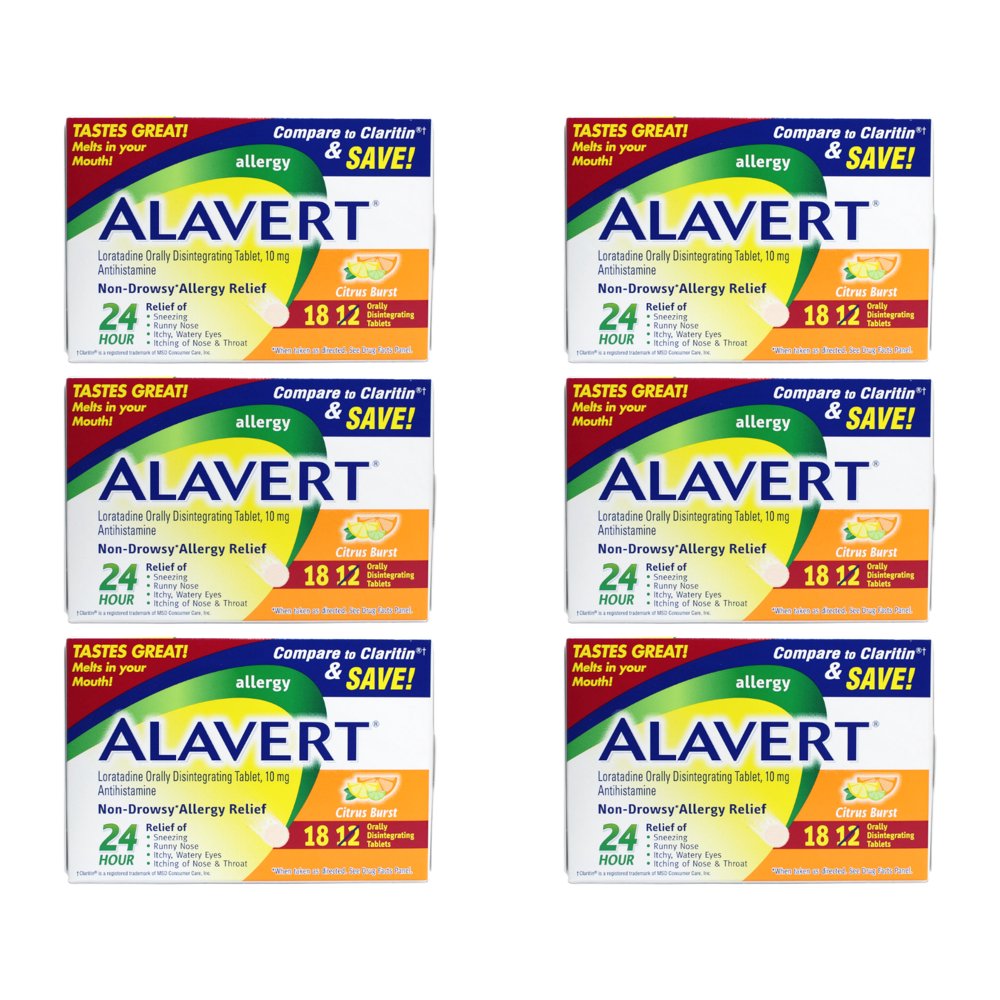 Alavert Quick Dissolving NonDrowsy Allergy Relief Tabs Citrus Burst 18 Count Pack of 6