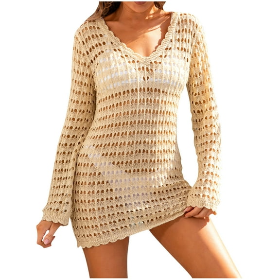 Idoravan Beach Vacation Essentials for Women Women’s Bathing Suit Cover Up For Beach Pool Swimwear Crochet Dress