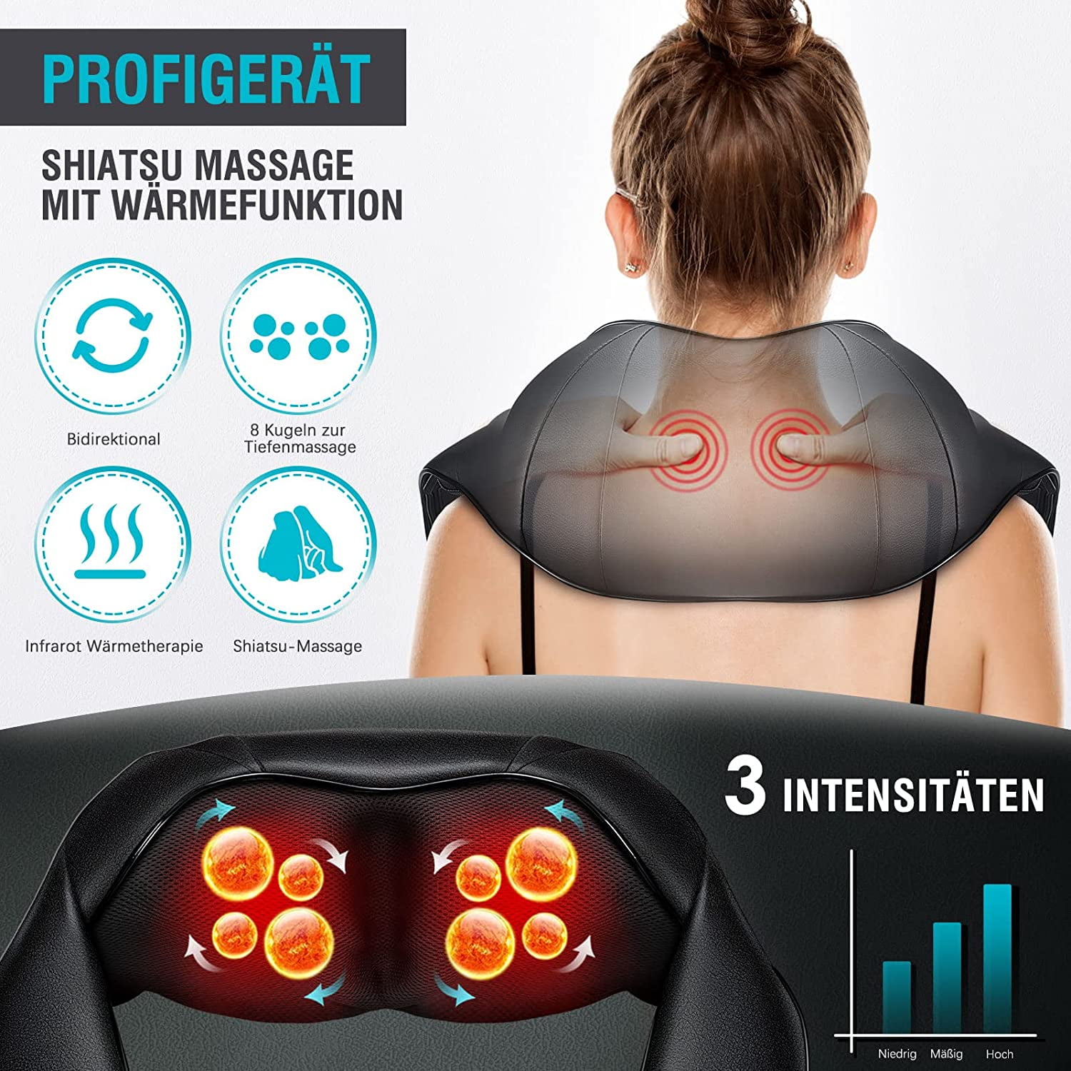 Electric Heated 6D Neck Shoulder Shiatsu Massager for Trapezius Muscle Pain  Relief - China Neck Shoulder Shiatsu Massager, Electric Heated Neck Massager