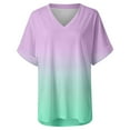 thumbnail image 6 of HONHUZH Womens Shirts,Ladies Clearance,Women's Gradient Printed Blouse V-neck Short Sleeve Loose T-shirt Tops, 6 of 7