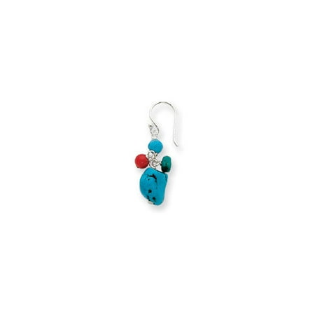 Jewelryweb Sterling Silver Howlite Turquoise Red Coral Earrings