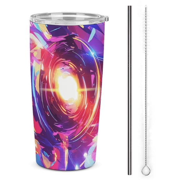 Abstract Oil Painting 20oz Tumbler with Lid And Straw Insulated Mug Stainless Steel Vacuum Double Wall Mug For< Car>