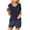 Navy, variant on Fheaev 2 Piece Sets Summer Pajamas Womens Tops And Shorts Sleepwear Outfits Sets Casual V-Neck Blouse Top Elastic Waist wear Sets 2024 Trendy Home Wear Pajamas Sleepwear Sets