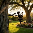 thumbnail image 4 of Sokhug Metal Garden Stake with Girl Holding Key, Outdoor Courtyard Decorative Plugin, Black Rustproof, 4 of 6