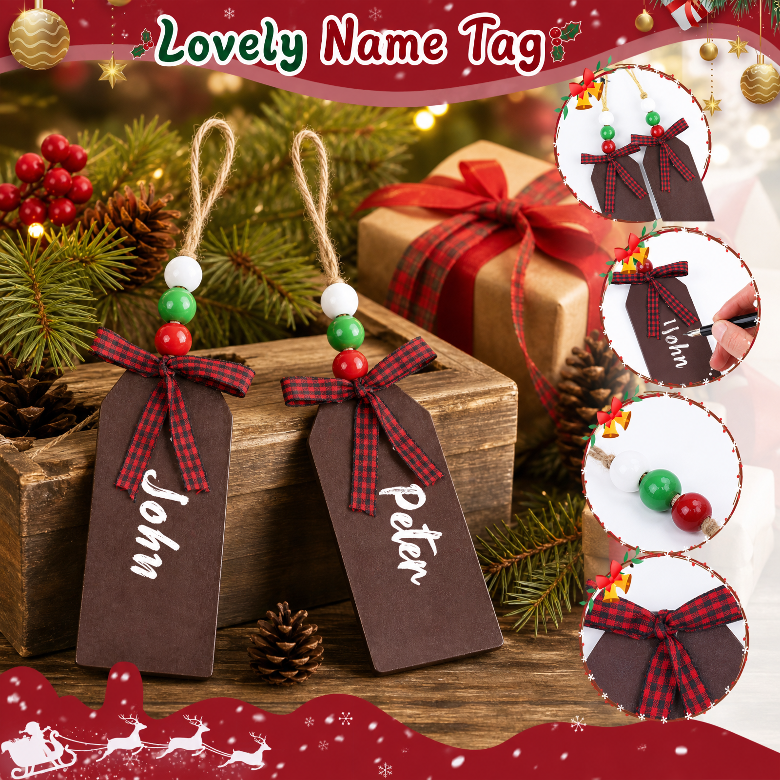 Yexmas 6-Pack 20-Inch Personalized Velvet Christmas Stockings photo 8