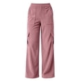 thumbnail image 7 of Cargo Pants For Women Corduroy Wide Leg Baggy High Waisted Stretch Jeans Pockets Straight Casual Jeans, 7 of 7