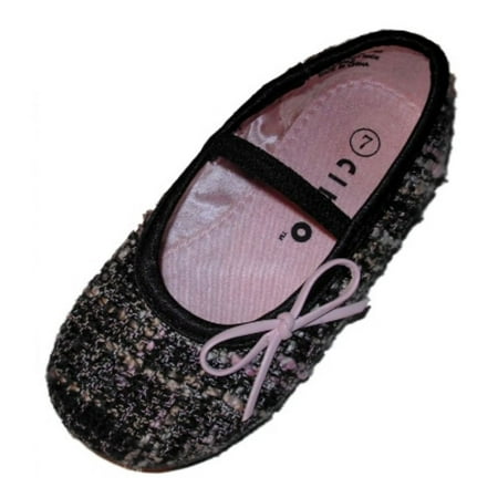 

Infant & Toddler Girls Black Tweed Baby Dress Shoes Ballet Flats Mary Janes