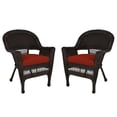 thumbnail image 1 of Jeco Chaise en Osier Couleur Espresso avec Coussin Rouge (Ensemble de 2), 1 of 10