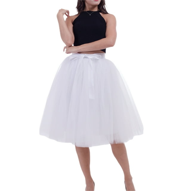 SUNSIOM Jupe Mi-Longue pour Femmes, Adultes Enfants Princesse Ballet Tulle Mariage Fête Bal Mini Robe