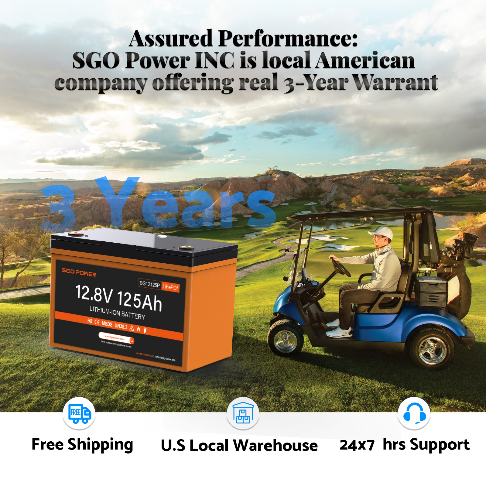 12V 125Ah LiFePO4 Battery, 100A BMS Group 27 Deep Cycle Lithium Battery for Trolling Motor, Marine, RV, Camper, Trailer, Solar System, Golf Cart with Bluetooth, Control Button 1280W, Max 15000 Cycles
