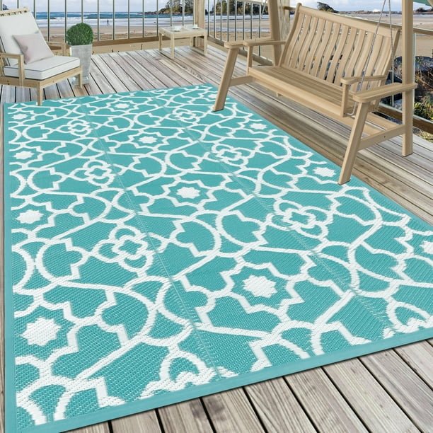 MeyJey 6'x9' Outdoor Rug, Reversible Plastic Straw Area Rug for Patio