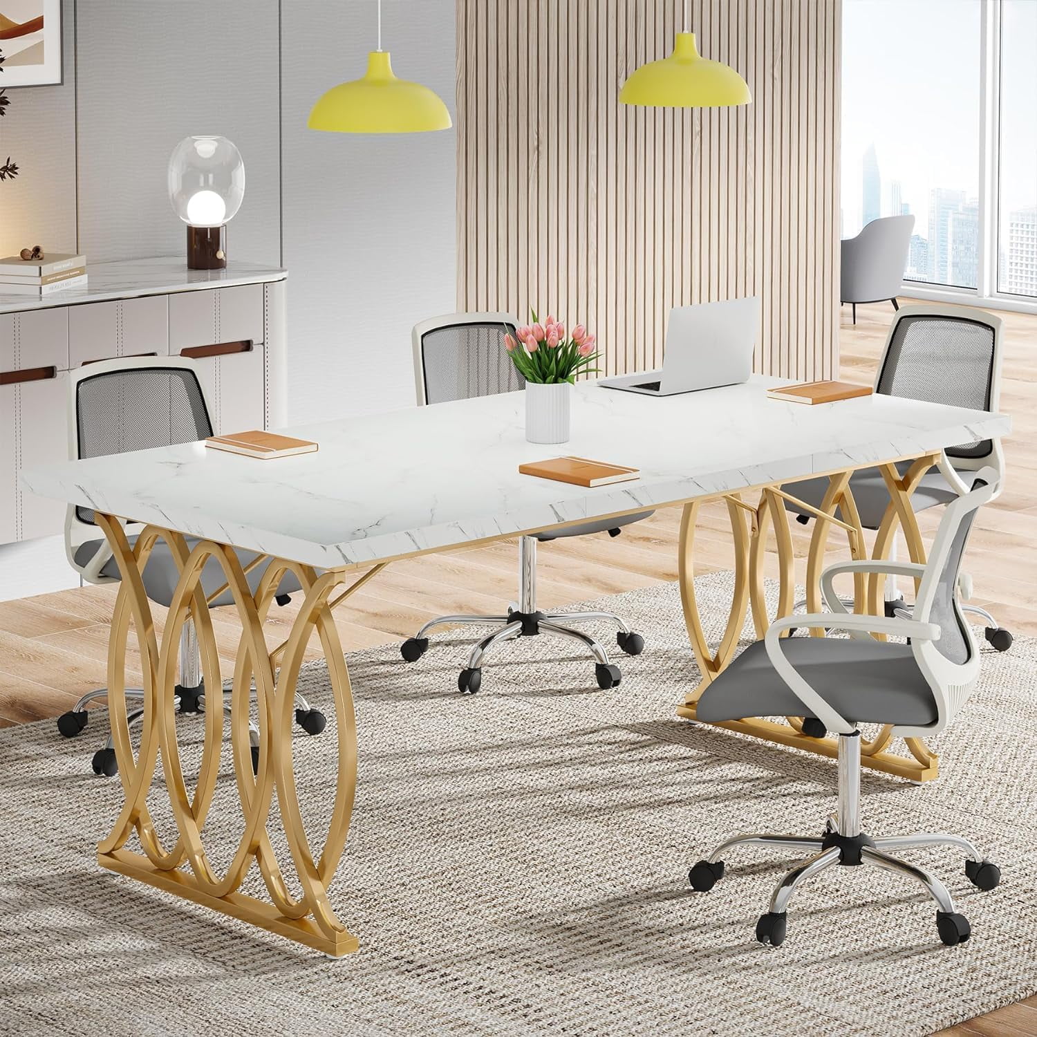 Tribesigns Executive Desk, 63 in. Large Computer Desk, Modern Writing Desk Conference Table Meeting Room Table