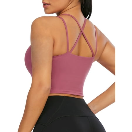 

LELINTA Women s Sports Bras Padded Sexy Crisscross Back Mid Support Strappy Workout Gym Yoga Bras Top Black/ White/ Blue/ Purple