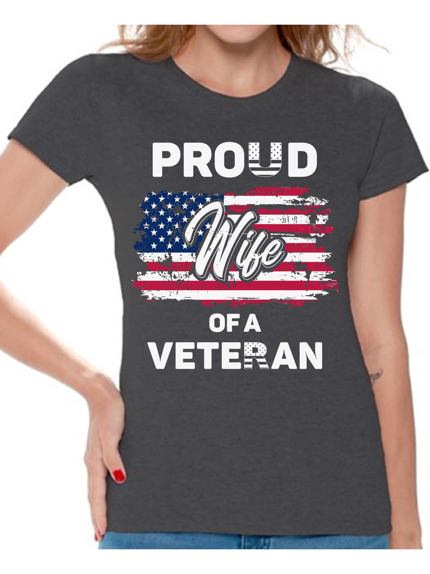 Women V-neck Proud Daughter Of A Veteran T Shirt Hero Military Patriotic Gift 