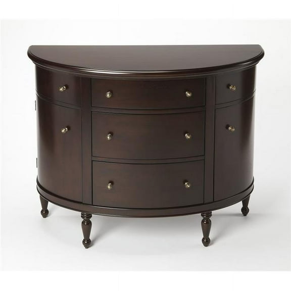 HomeRoots 389789 34 in. Bedford Mahogany Demilune Console Chest Table, Dark Brown