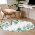 thumbnail image 5 of Green Flowers Round Living Room Rugs 3.3 ft, Watercolor Green Wisteria Floral Washable Area Rug with Non-Slip Sturdy Edge Binding Round Front Door Mat Floor Carpet for Entryway, 5 of 9