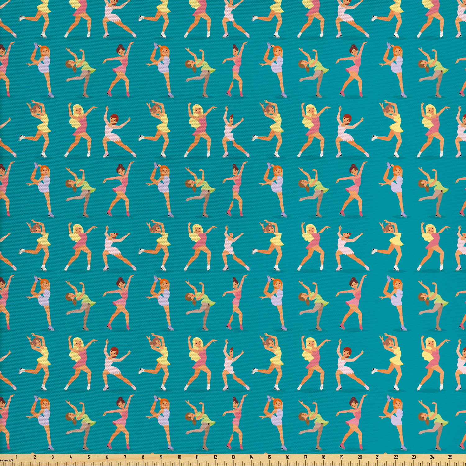Ice Skates Fabric by The Yard, Women Poses Performing Doing Exercises