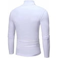 thumbnail image 2 of Men's Turtleneck Top Slim Fit Solid Base Sweater Casual Long Sleeve Underwear Tops Male Cozy Breathable Blouse T-Shirt White S, 2 of 6