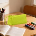 thumbnail image 6 of Hyknon Large Capacity Pencil Case Pen Pouch, Multi-layered Pencil Holder with Handle, Soft Stationery Bag with Zipper, Triangle Pen Pouch for Women Men Adult, Storage Organizer Bag for College, Green, 6 of 6