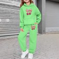 thumbnail image 2 of LRen Girls Sweatsuit Size 6 Cute Bowknot Print Crewneck Long Sleeve Warm Pullover Hoodie Sweatshirt and Jogger Sweatpants Clothing Casual Fall Kids 2pcs Outfits, 2 of 6