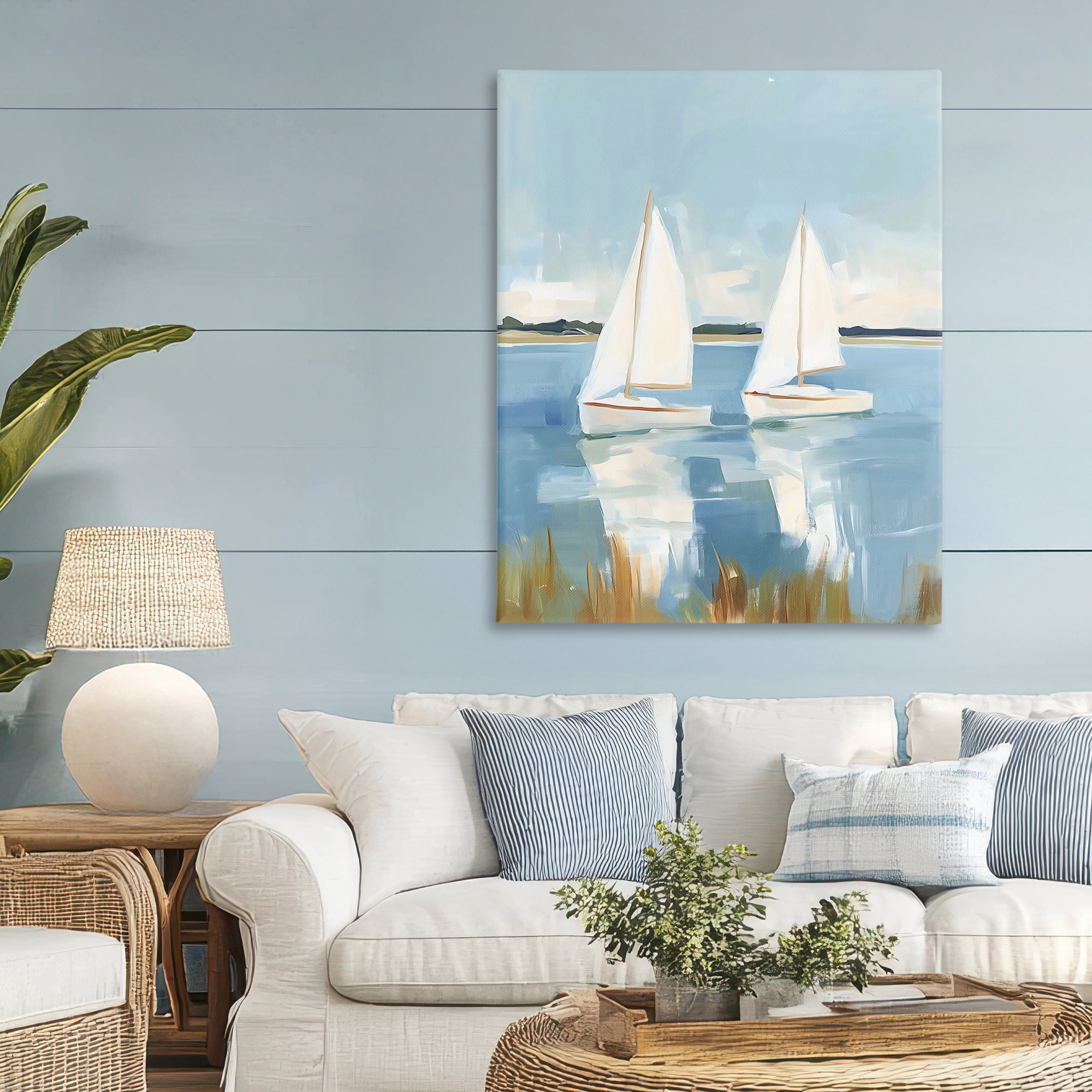 Stupell Industries Twin Sailboats By Shore Canvas Wall Art, design by The Prints Vibe