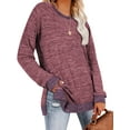 thumbnail image 4 of SWQZVT Shirts for Women Long Sleeve Tops Sweatshirts Fall Clothes Crew Neck Fashion Casual Loose Color Block Tunic Tops Pullover Basic Slits T-Shirts Purple Size XL, 4 of 8