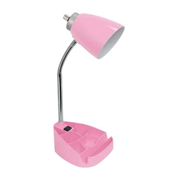 Lampe de bureau organisateur feux de la rampe à col de cygne avec support pour tablette d'iPad Porte-livre et prise de chargement, rose
