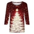 thumbnail image 3 of Neewe Women's Casual 3/4 Sleeve T-Shirts Round Neck Christmas Tunic Tops Basic Tees Blouses Loose Fit Pullover, 3 of 4