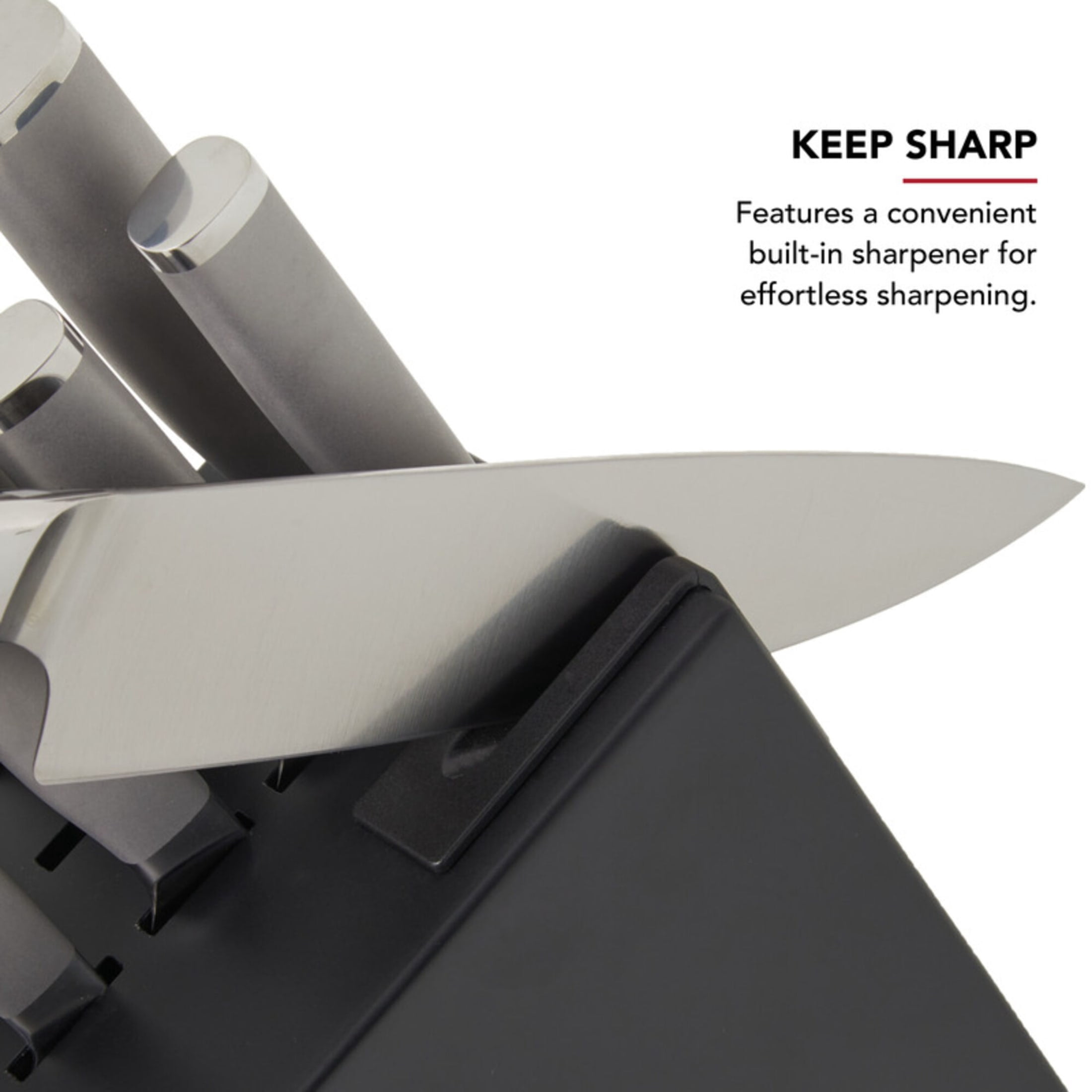 KitchenAid Gourmet 15-Piece Forged Knife Block Set with Sharpener, High-Carbon Steel, Black Slim Block