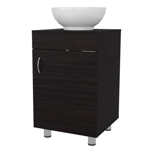 Meuble-Lavabo de Salle de Bain FM FURNITRE Loli avec Lavabo Intégré Wengue