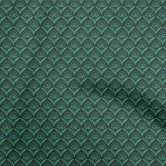 oneOone Polyester Spandex Sea Green Fabric Geometrical Floral Craft Projects Decor Fabric Printed By The Yard 56 Inch Wide