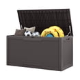 thumbnail image 4 of Dextrus 100 Gallon Large Resin Deck Box , Dark Brown Water Resistant Outdoor Storage Container, Lockable Organizer for Patio Cushions, Garden Tools, Pool Supplies & Indoor Outdoor Essentials, 4 of 9