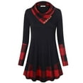 thumbnail image 3 of Uhndy Womens Casual T-Shirt Long Sleeve Button Cowl Neck Tunic Sweatshirt Winter Fall Plaid Long Tops Blouse Blackplaid M, 3 of 4