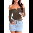 thumbnail image 2 of Tops de Larga con Hombros Descubiertos para Mujer, Ideales para Salir, Clubs de Moda de Otoño Y2K, Conciertos de Marrón S, 2 of 8